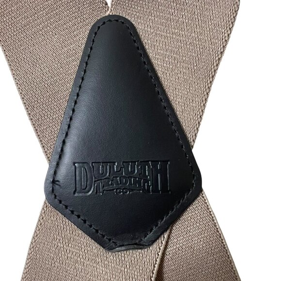 Duluth Trading Co. 2" Wide Nylon Beige Tan Men's Suspenders Clasps Workwear EUC - Picture 2 of 4